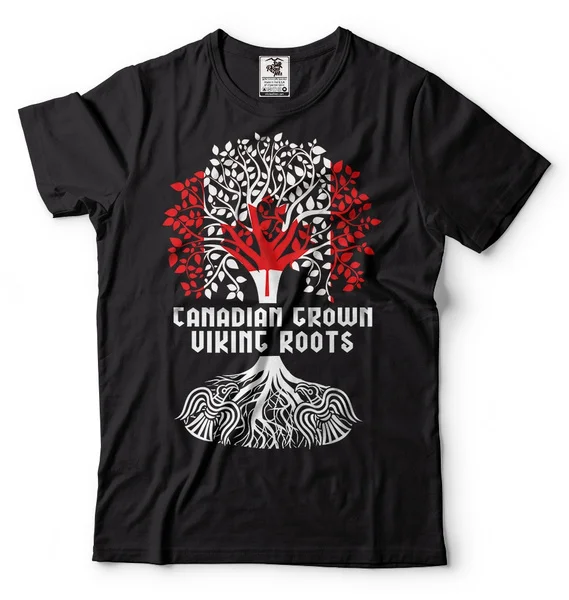 

Canadian Grown Viking Roots T-Shirt Vikings Valhalla Odin Valknut Tee Shirt