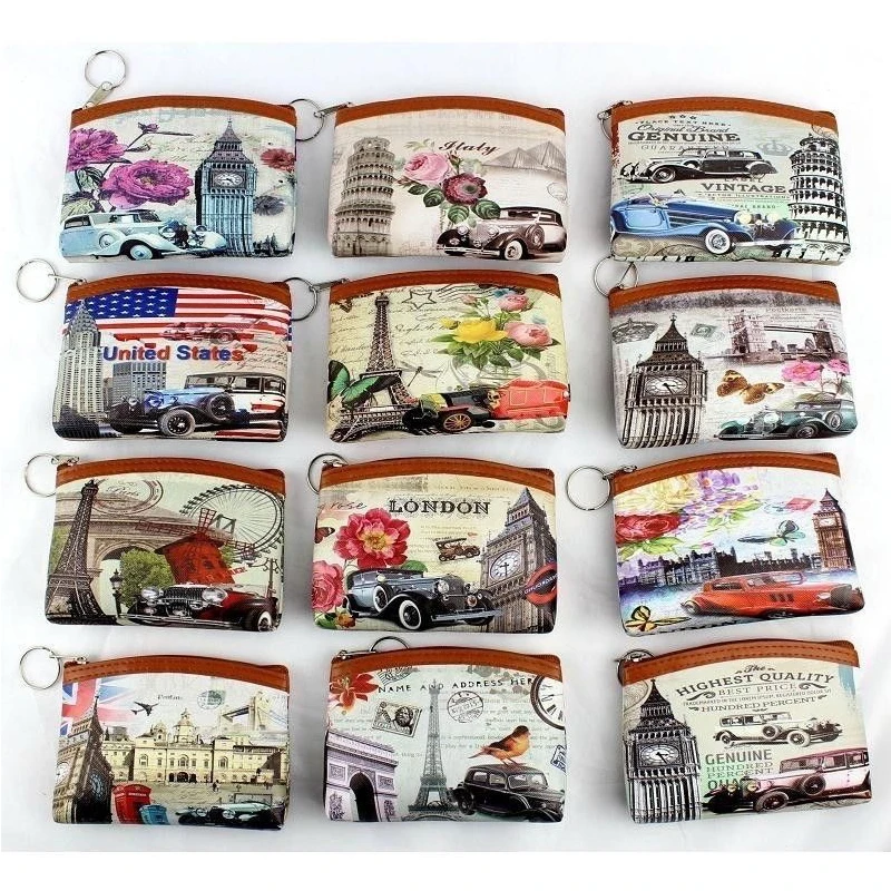 

Роскошный Новый креативный короткий кошелек в европейском и американском ретро стиле с архитектурным принтом, кошелек для мелочи, клатч ун...