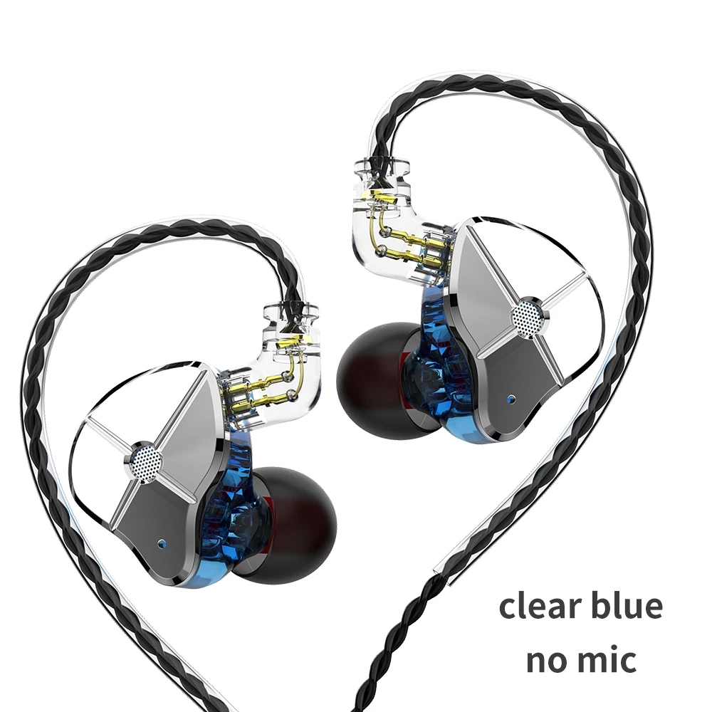 blue no mic TRN ST1 1DD+ 1BA гибридные наушники в ухо HIFI DJ монитор бег спортивные наушники ушные наушники гарнитура с 2PIN съемный TRN V80 BA5 - Цвет: blue no mic