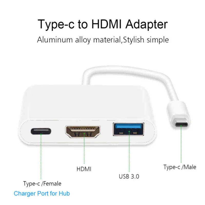 Kebidu Тип C на HDMI-Совместимость USB 3 1 концентратор USB-C к 0/Тип Female Зарядное устройство