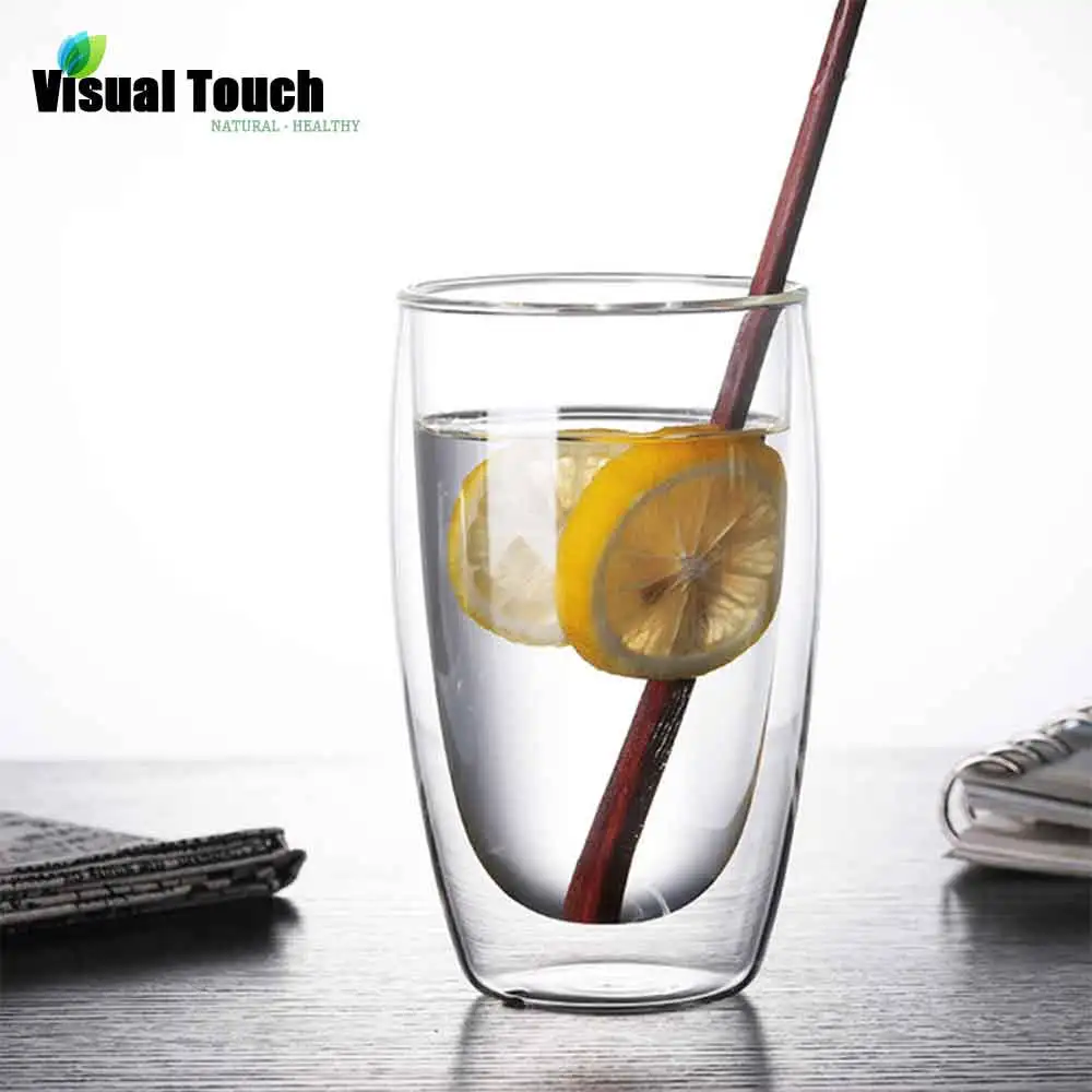 Прозрачная кружка 4 шт. с визуальным касанием прозрачная термоизолированная