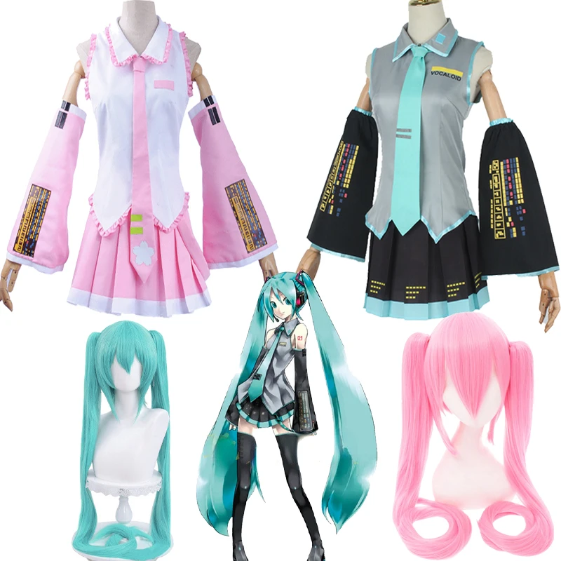 Vocaloid Miku Косплей Парик Костюм японское платье миди для начинающих будущего Мику