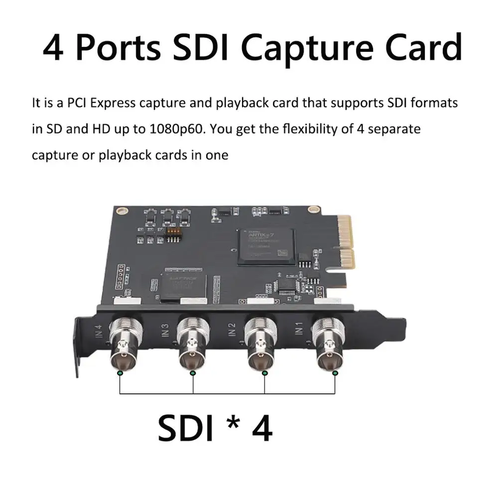 4-канальная плата DeckLink Duo 2 для воспроизведения и захвата SDI с HD-видеоконференцией 1080P 60, установленная в слот PCIe.