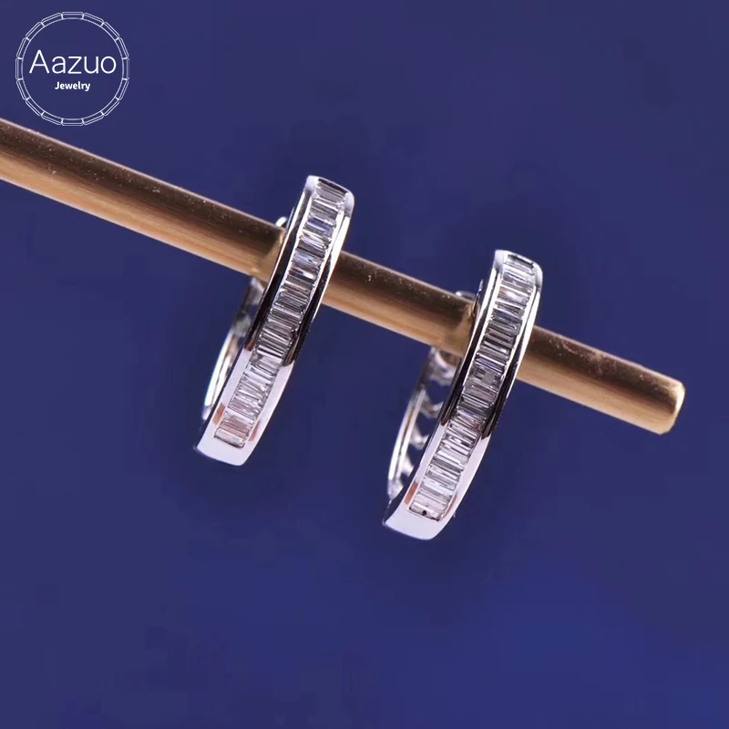 Женские серьги клипсы Aazuo из настоящего белого золота 18 карат с бриллиантами в