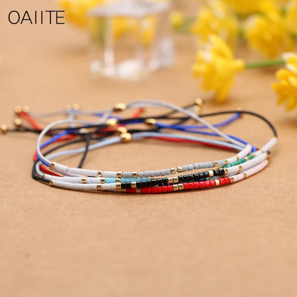 OAIITE новый дизайн уникальный MIYUKI Pulseras женский Boho Delica цветной браслет с бисером