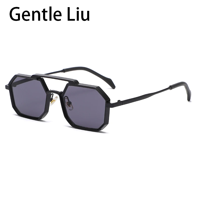 

2022 Fashion Irregular Sunglasses Men Polygon Luxury Designer Sun Glasses Male Square Double Beam Eyeglasses UV400