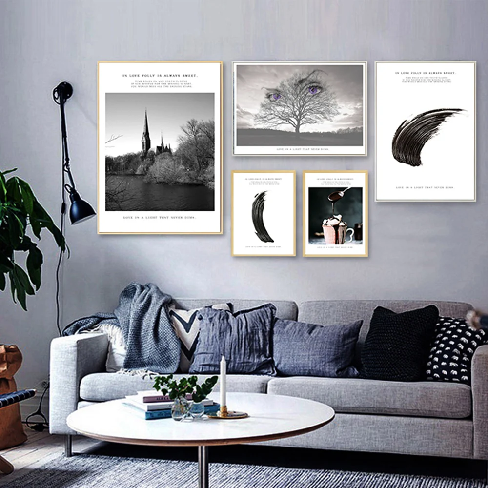 Популярные серые плакаты и принты на холсте для гостиной Lienzos Cuadros