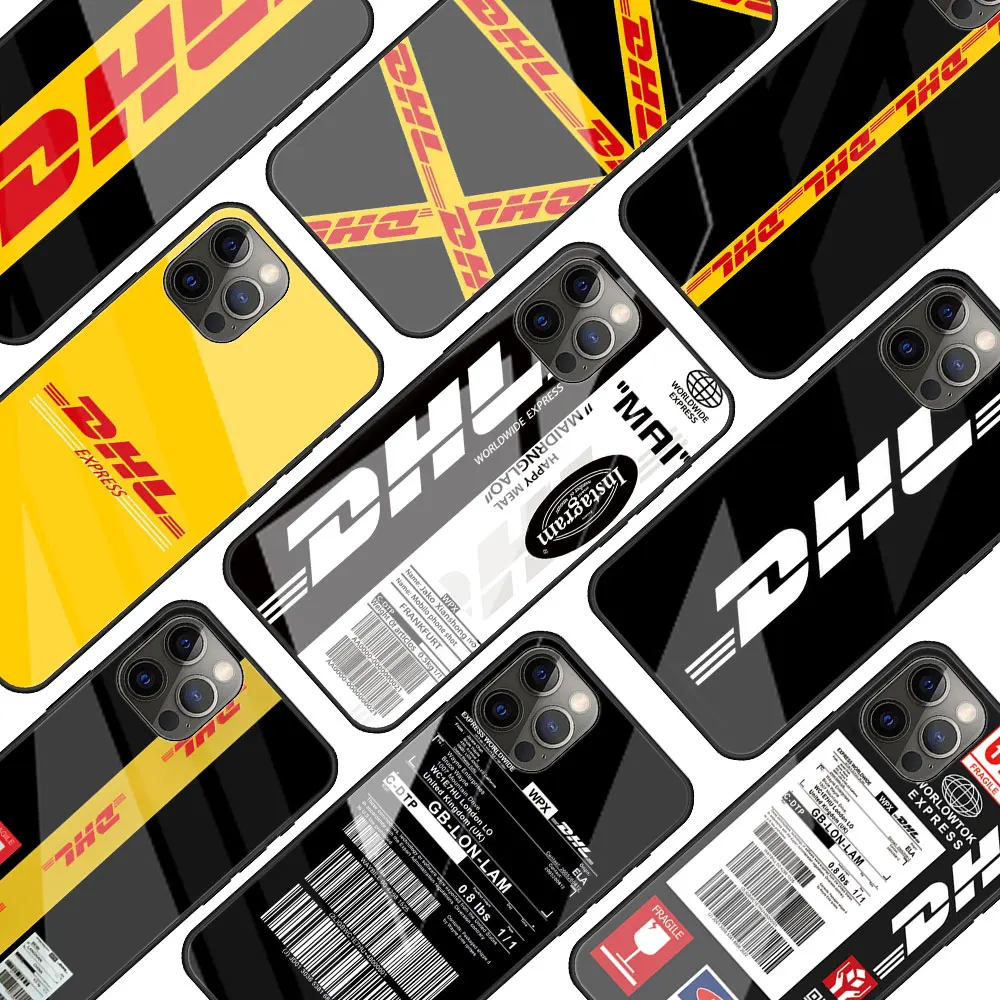 

Dhl Express Tempered Glass Phone Case for iPhone 11 12 13 Pro XR X 7 8 XS Max 6 6S Plus SE 2020 Mobile Phones Cover Coque