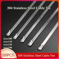 100pcs ties 304 stainless steel cable ties length 100300mm self locking cable zip tie multi purpose metal exhaust wrap locking