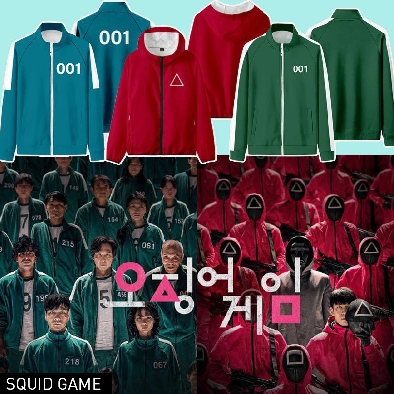 

Korean Drama Squid Game Costume 456 Fast Delivery Short Sleeve Cosplay Round Six Costume Sportswear Suit Zipper Sweater Jacket