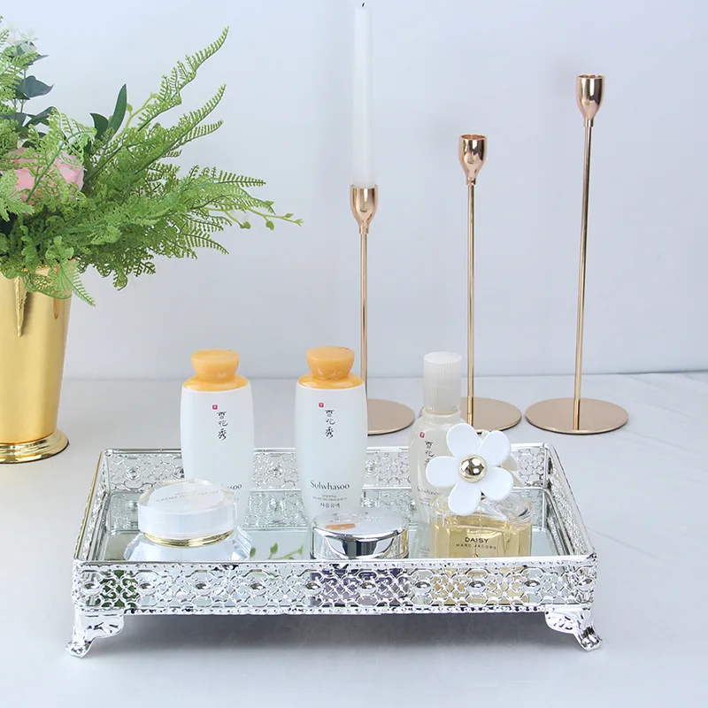 

silver wedding cake stand Iron Square Mirror Cake Stand