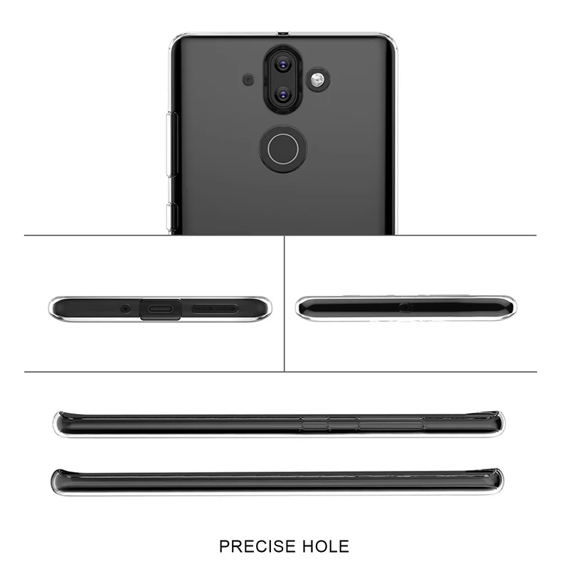 Оригинальные чехлы для телефонов Nokia 8 Sirocco, тонкий Тонкий прозрачный мягкий ТПУ силиконовый чехол Nokia8 Sirocco TA-1005 9 5,5"