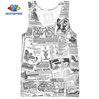 sonspee uk old newspaper 3d print mens tank tops classic casual fitness funny bodybuilding gym muscle sleeveless sea vest shirt