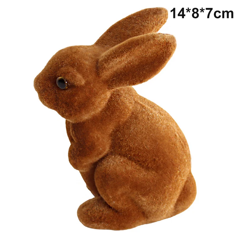 

Easter Resin Flocking Birthday Gift Cute Simulation Rabbit Decoration Home Craft Decoration L23