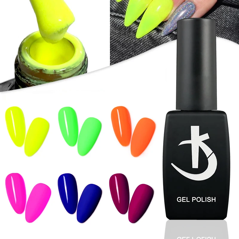 

Latest Semi-permanent Neon Varnish 12ml Shiny Florescent Gellac Manicure Desgin uv Hybrid Nail Polish for Nail Art Enamel Gellak