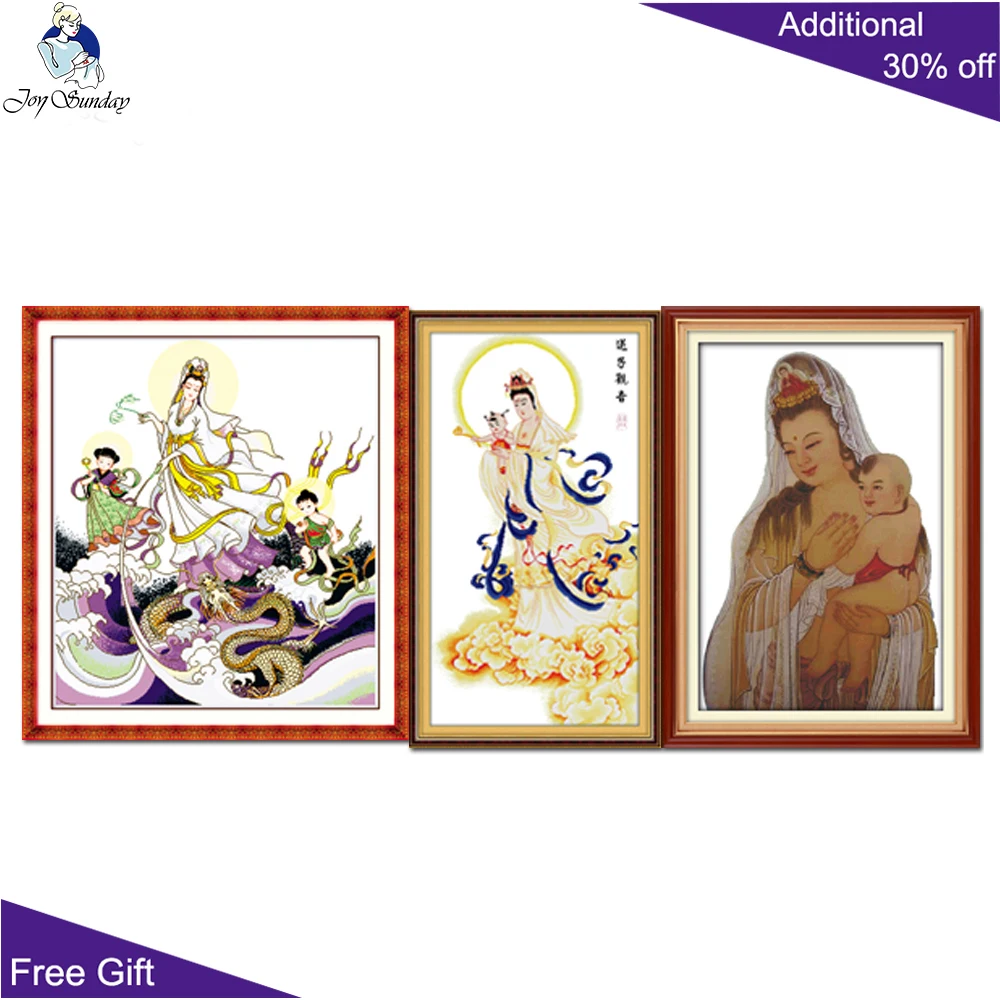 Домашний декор Joy Sunday Kuan Yin R006(1)(2)(3) 14CT 11CT подсчитанные и отпечатанные наборы для