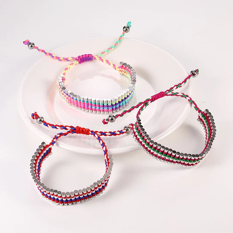 Женские трендовые плетеные браслеты регулируемые цилиндрические из