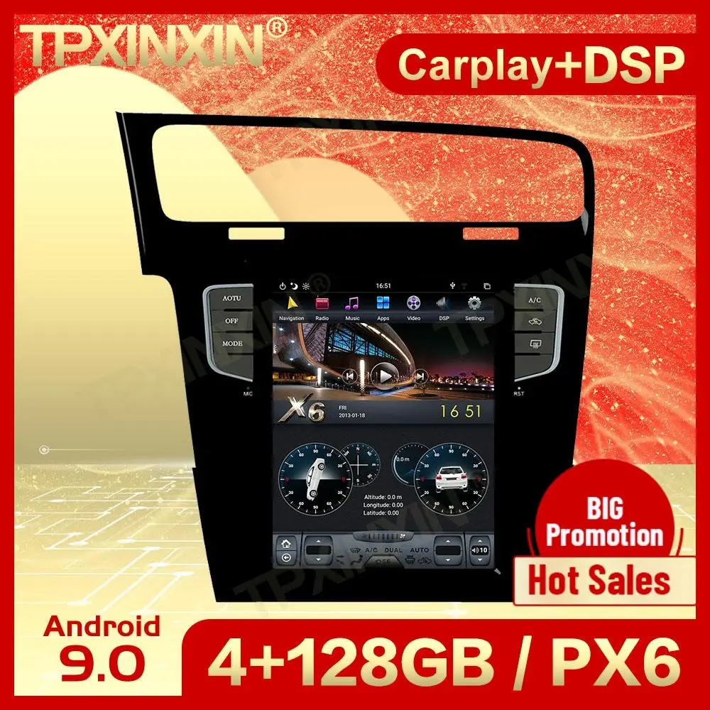 128G Carplay 2 Din Android 9 Tesla Мультимедиа Стерео для VW Golf 7 2013 2014 2015 2016 GPS Видео Радио
