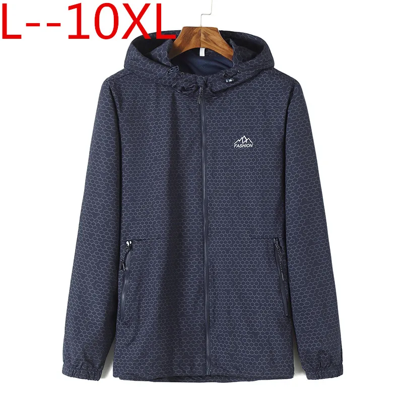 

6XL 5XL 4X New 8XL Spring Autumn Bomber Hooded Men Casual Slim Patchwork Windbreaker Jacket Male Outwear Zipper Thin Coat
