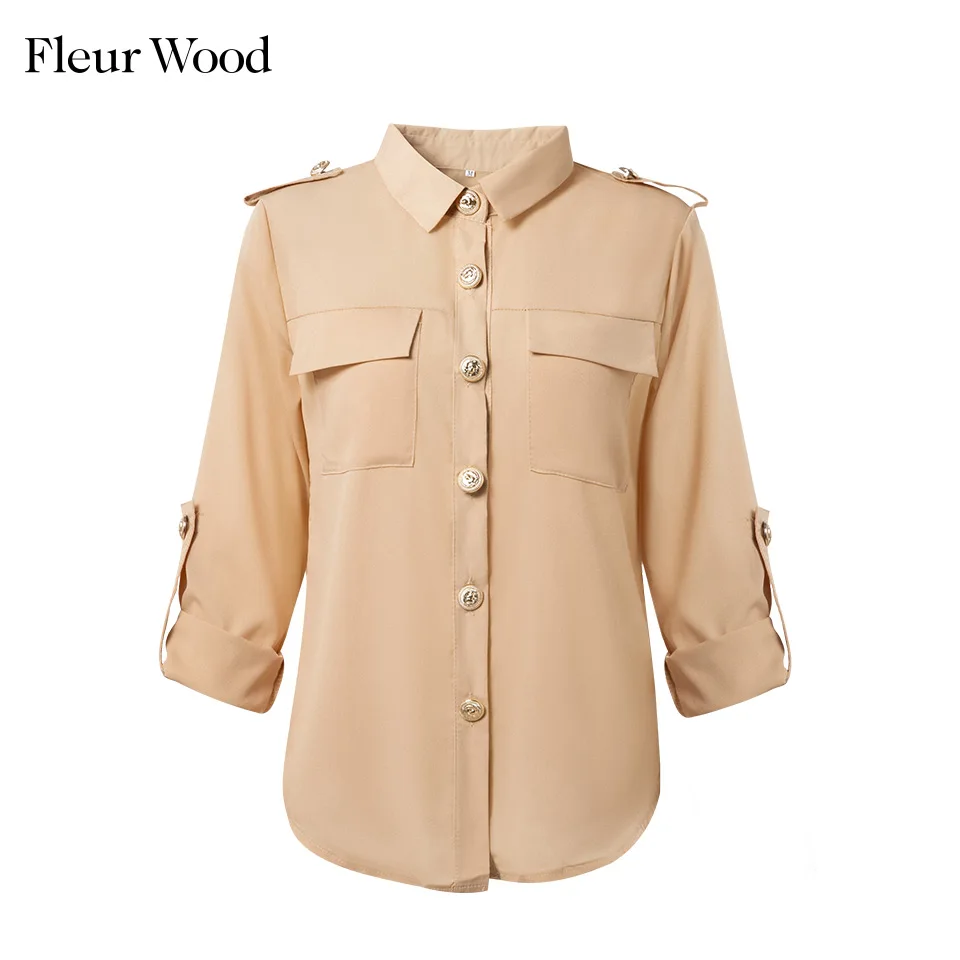 Женская блузка с длинным рукавом Fleur Wood Офисная винтажная рубашка размера плюс