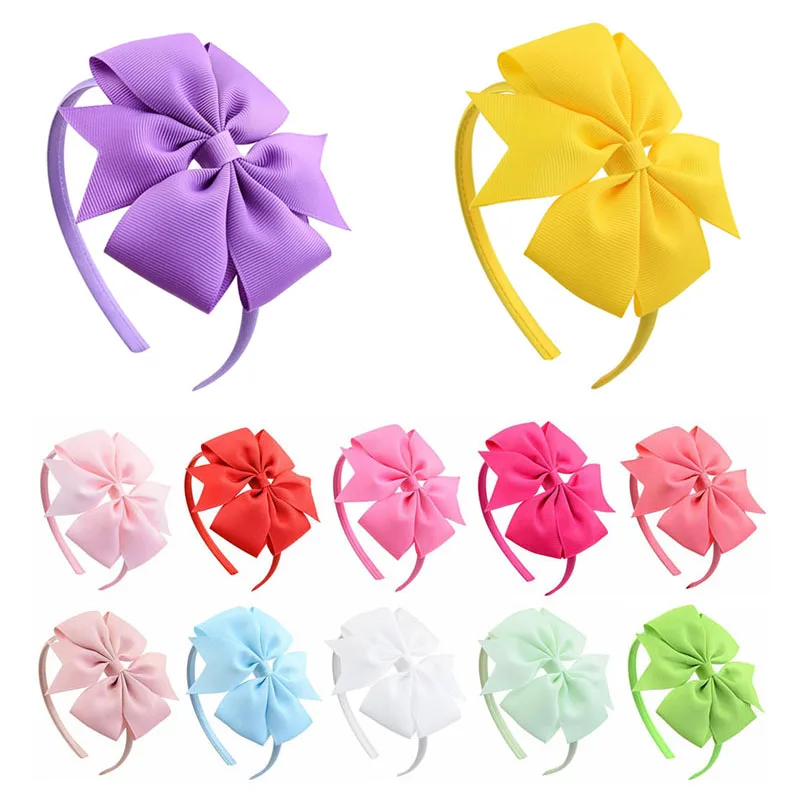 

1PC Korean Girls Bowknot Hairband Children's Candy Colors Headband Grosgrain Ribbon Handmade Solid Hair Accessories Hot Sale