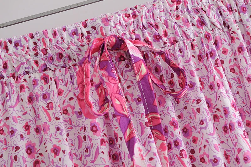 Винтажная шикарная модная женская розовая пляжная юбка с цветочным принтом в