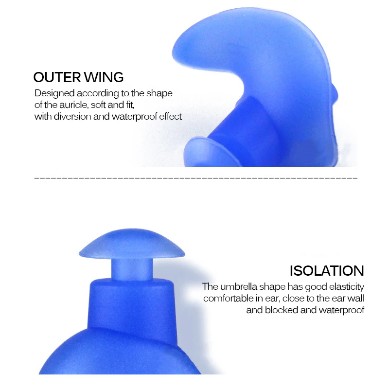 

1set Soft Silica Gel Ear Plugs Waterproof Dust-Proof Earplugs Diving Water Sports Swimming Safety Security Accessories Durable
