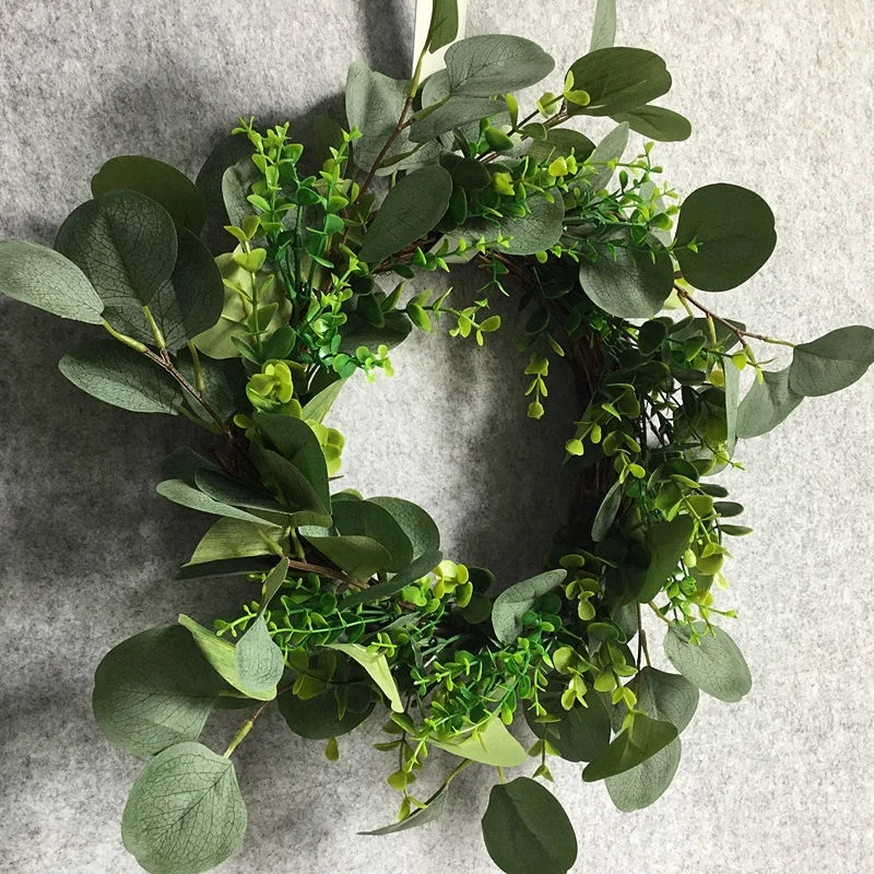 Венок с зелеными листьями эвкалипта искусственный шелк 17 дюймов кольцо дверной