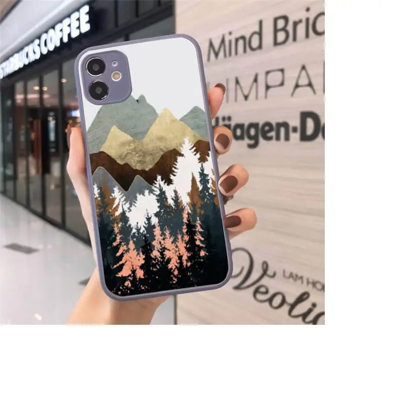 

Phone Case For iPhone 12 11 Mini Pro XR XS Max 7 8 Plus X Mountain Marble Moon Matte transparent Gray Cover