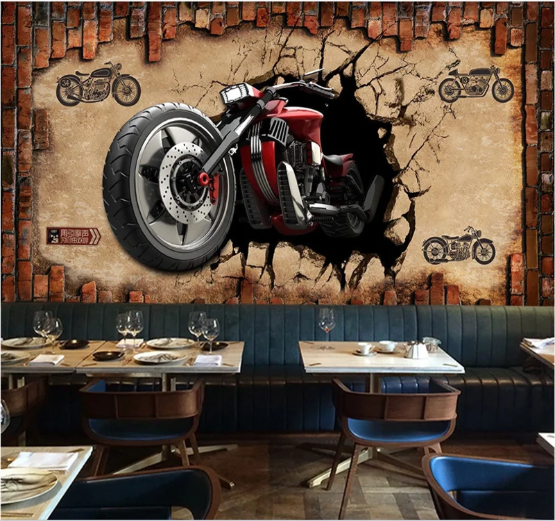 Custom 3D wallpaper mural retro car broken wall personalized ktv interior decoration painting | Обустройство дома
