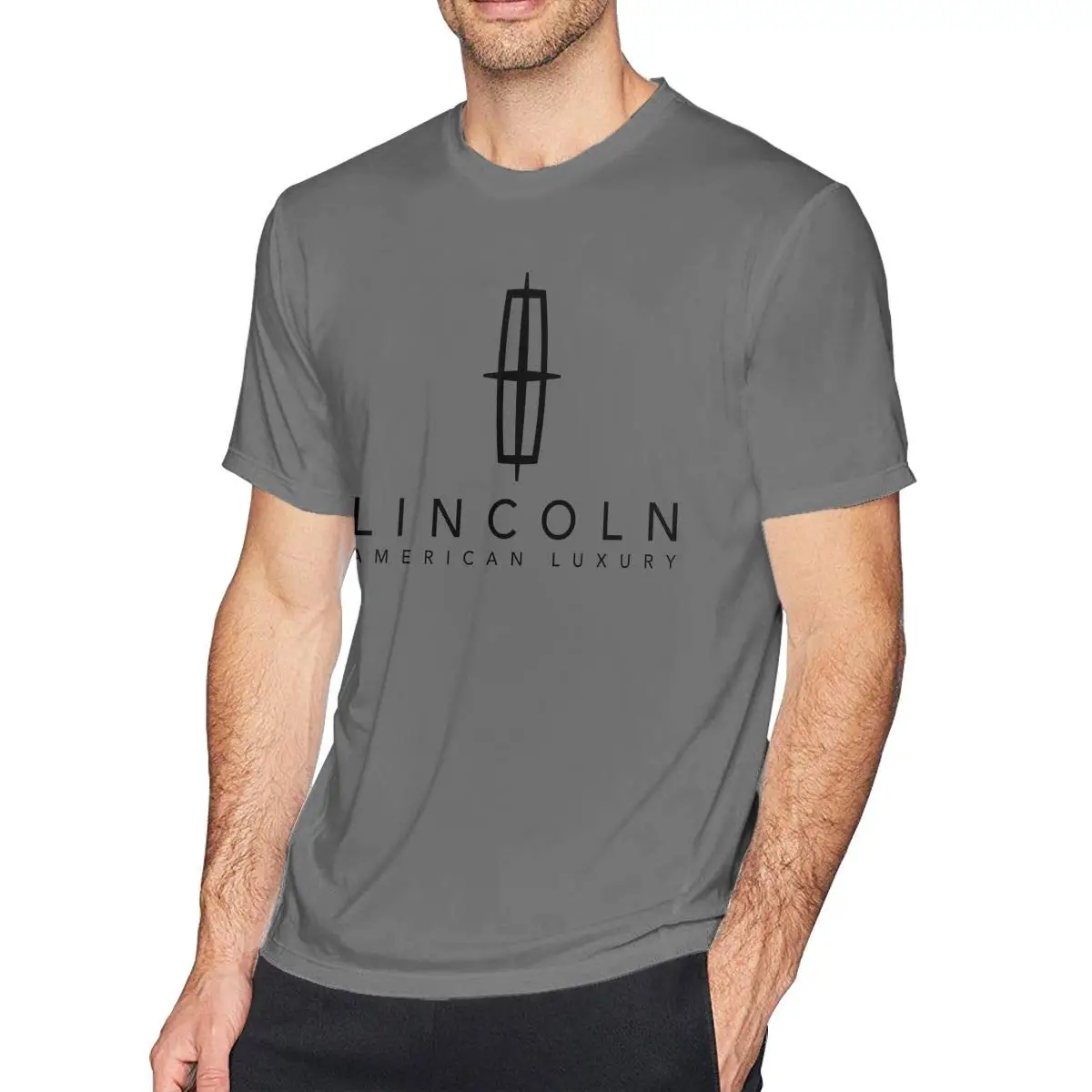 SHENGN Man Design Lincoln Logo Luxury Car Short Sleeve Ironic T-Shirt Deep Heather |