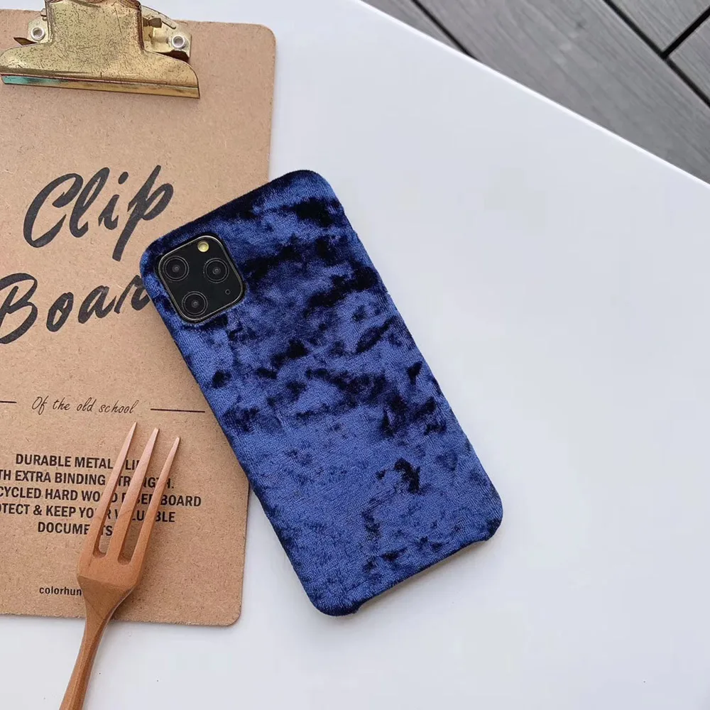 Fashion Velvet Plush Fabrics Smooth Case For iPhone 7 8 6 6s Plus Solid Color Warm Soft Back Cover For iPhone 11 Pro X XR XS Max