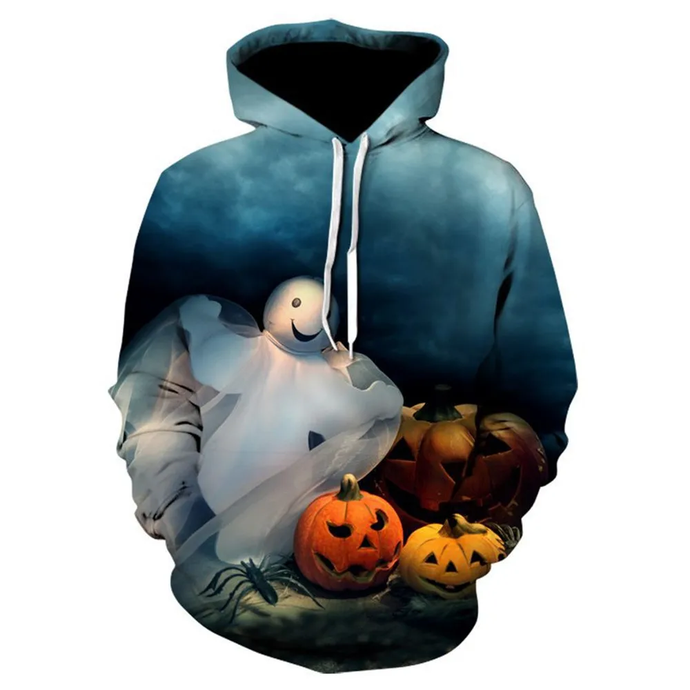 Бесплатная доставка Счастливые толстовки для Хэллоуина женщин мужчин 3D Тыква