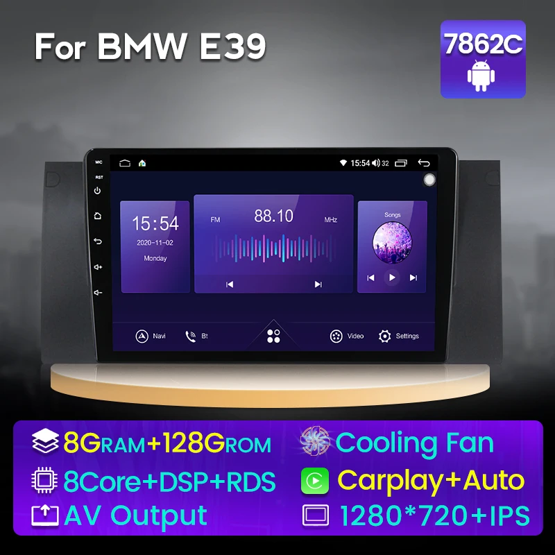 

MEKEDE Android 11 Monitor 8+128G Car Radio With Screen For BMW X5 E39 1996-2006 Carplay Monitor Cooling Fan 8-Core RDS DSP WIFI
