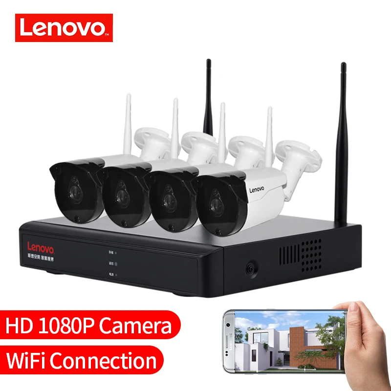 Камера видеонаблюдения LENOVO 4 канала HD беспроводная DVR 1080P Full NVR|kit 1080p|kit kitskit wifi |
