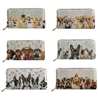 Женский кошелек FORUDESIGNS с принтом йоркширского терьераЧихуахуакорги, Женский Повседневный Кожаный Кошелек с принтом собаки, длинные клатчи, сумки