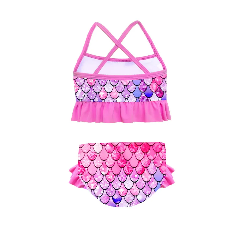 

Summer Children Swimming Suit Strap Girl Bikini 3D Mermaid Scales Printing Kids Swimwear One-Piece Beach BathingSuit