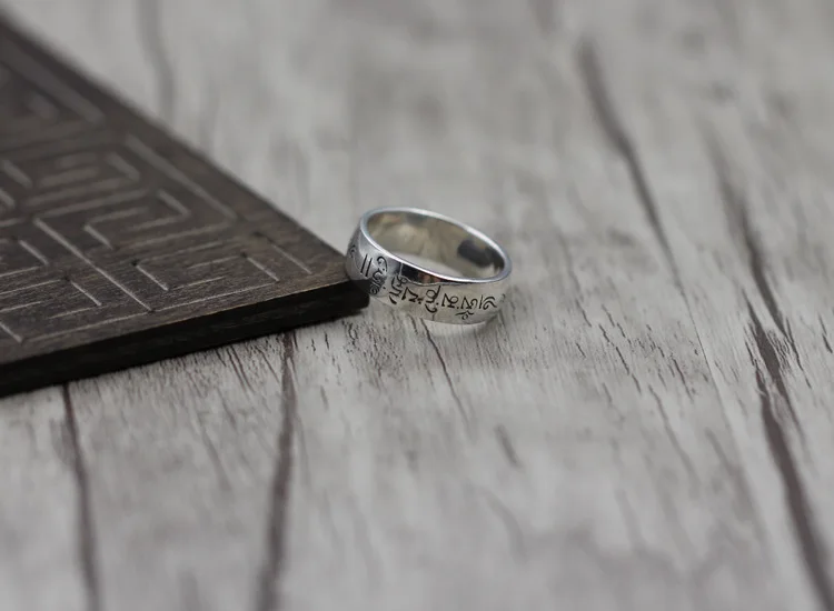 

Retro Thai Silver Six Words Mantra Ring Men Women Ring Ring Couple On Ring S925 Sterling Silver Jewelry