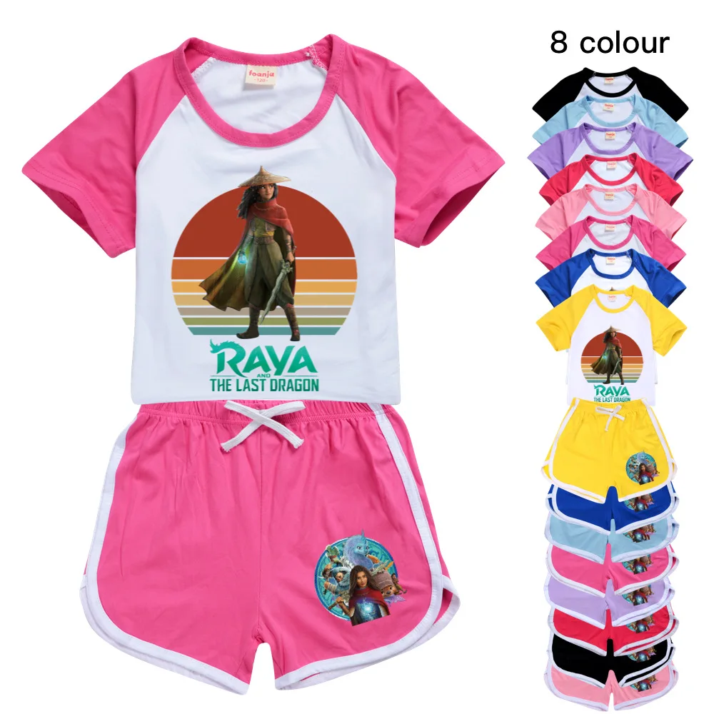 

T-shirt Shorts Leisure Sports Suit RAYA AND THE LAST DRAGON Girls Outfits Teen Clothing Baby Girl 10 To 12 Teenage Baby Boy Set
