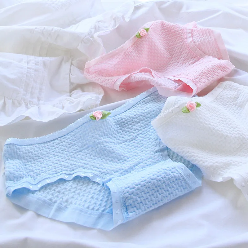 

Small Fresh Soft Bubble Breathable Cotton Crotch Women's Underwear Rose Bow Candy Girl's Underwear Panty Women Lingerie Girl