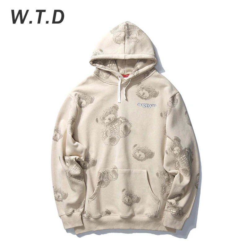 Свитшот WTD мужской с принтом медведя модная Повседневная стильная толстовка в