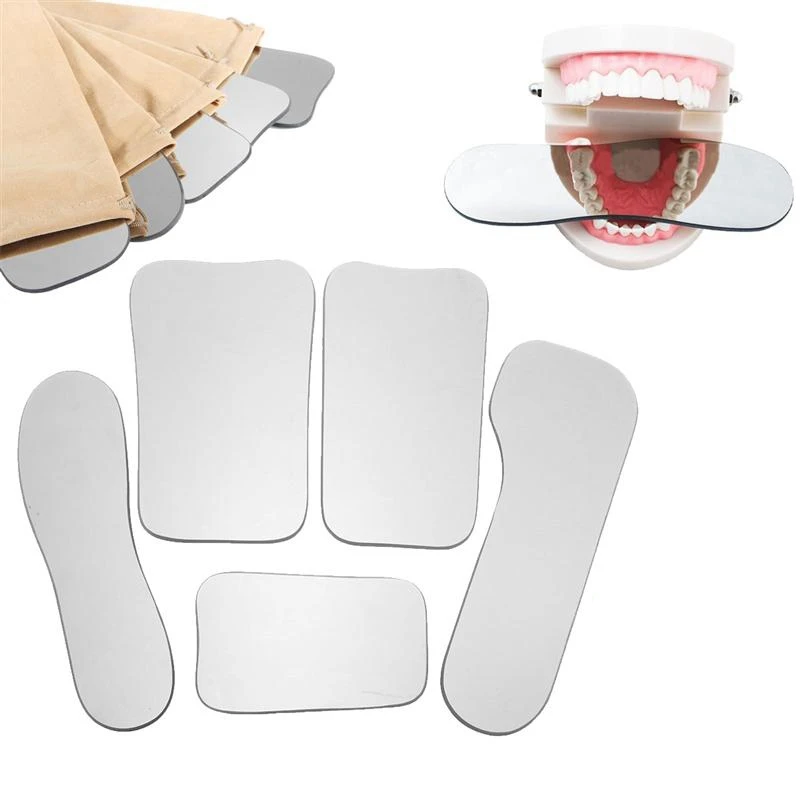 

5Pcs Orthodontic Intraoral Photographic Reflector Mirror 2 Sided Rhodium Glass Mirrors With Storage Bag For Clinic
