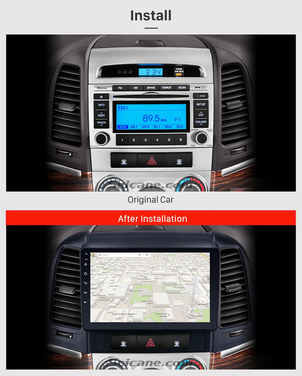 Seicane 2din Android 9,0 9 дюймов Автомобильный мультимедийный плеер gps Navi для HYUNDAI SANTA FE 2005 2006 2007 2008 2009 2010 2011 2012