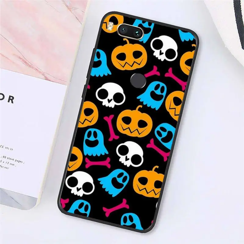 

Halloween Funny Spooky Skull Pumpkin Phone Case For Xiaomi Redmi note 7 8 9 t max3 s 10 pro lite Luxury brand shell funda coque