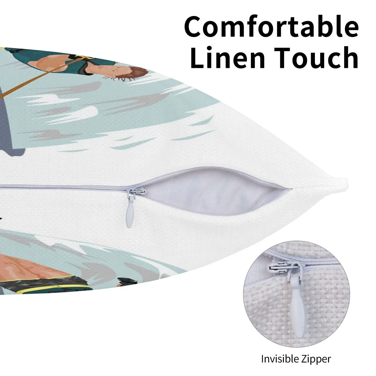 Water Skiing Sports Print Customize Pattern Flax Plush Velvet Fabric Pillow Case Slalom Skier Athlete Ski | Дом и сад