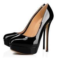 womens pumps large size super high thin heel platform shoes round head patent leather single shoe plataformas mujer sandalias