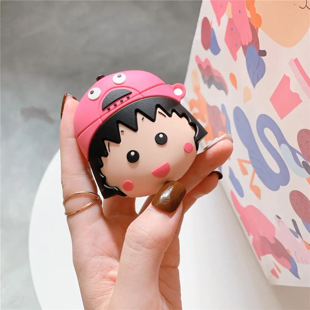 3D case For Apple new Airpods Crayon Chibi Maruko Silicone soft Cover for airpods 2 Wireless Bluetooth Earphone Protective |