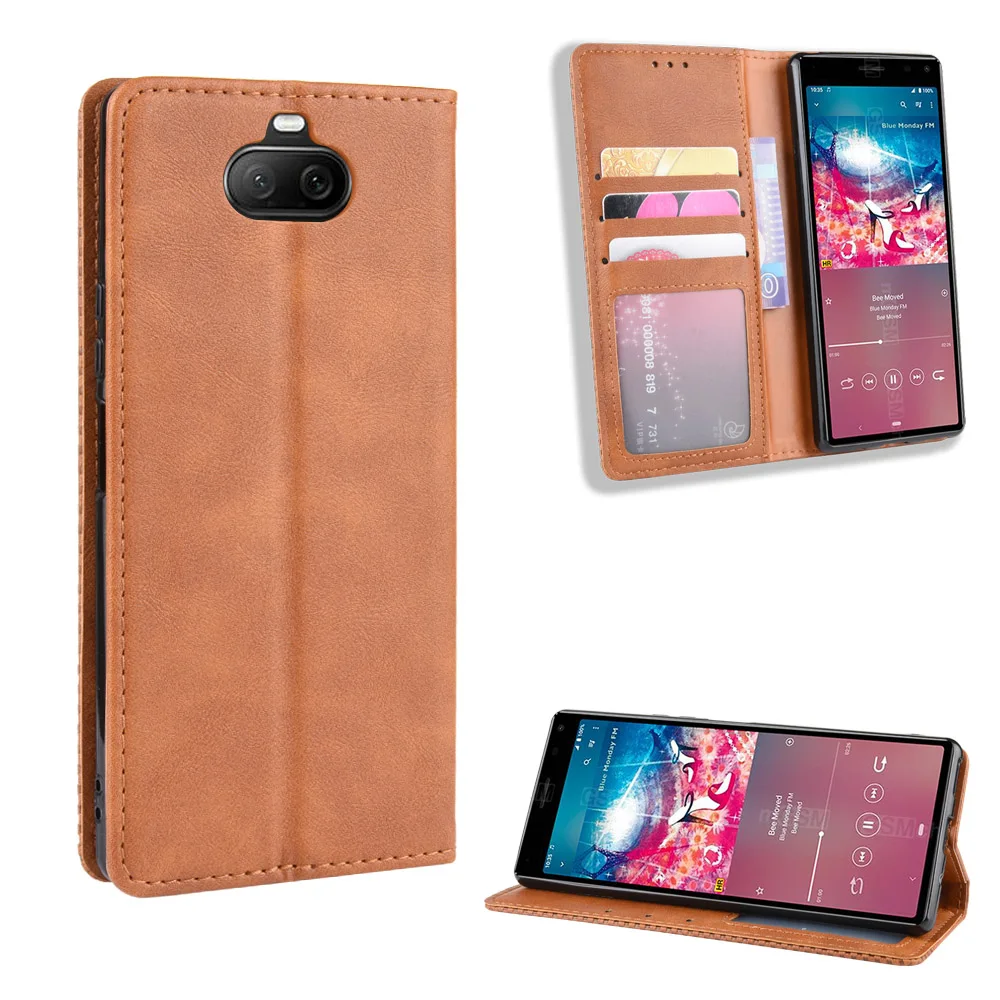Магнитный винтажный кожаный чехол премиум-класса для sony Xperia 8 Xperia8, чехол с откидной крышкой 6,0 дюймов, легкомысленный чехол с защитой от падения