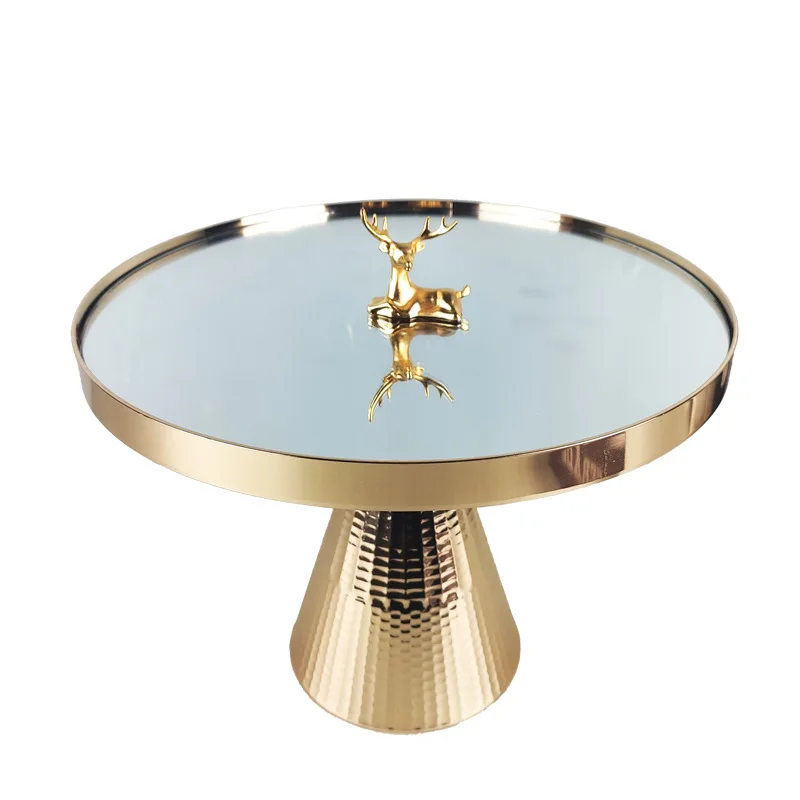 

Elegant Metal Round Cake Stand with Mirror Top Cupcake Holders for Birthday Wedding Dessert Centerpiece Tray Decoration (GOLD)