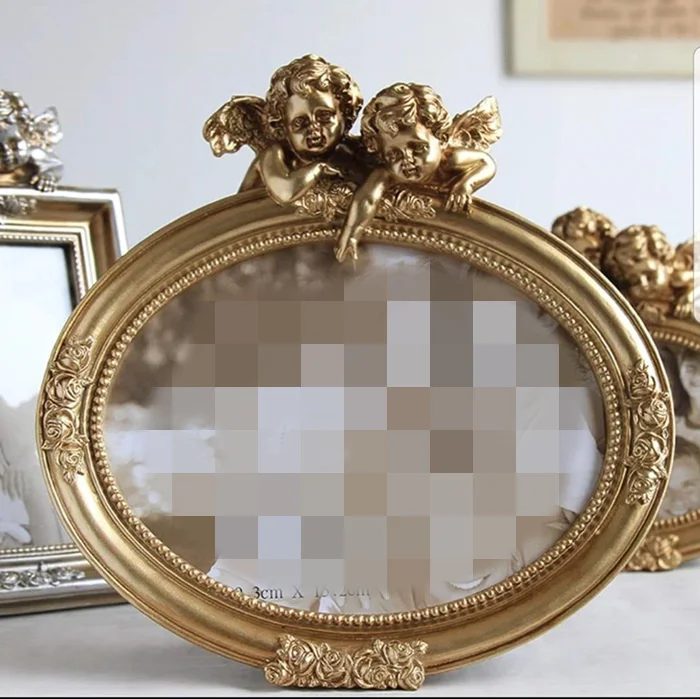 8 inch golden oval Ретро фоторамки золотистого цвета, семейные свадебные фоторамки для пар, Фоторамки из смолы, стеклянные рамки для домашнего декора, овальные прямоугольные - Цвет: 8 inch golden oval